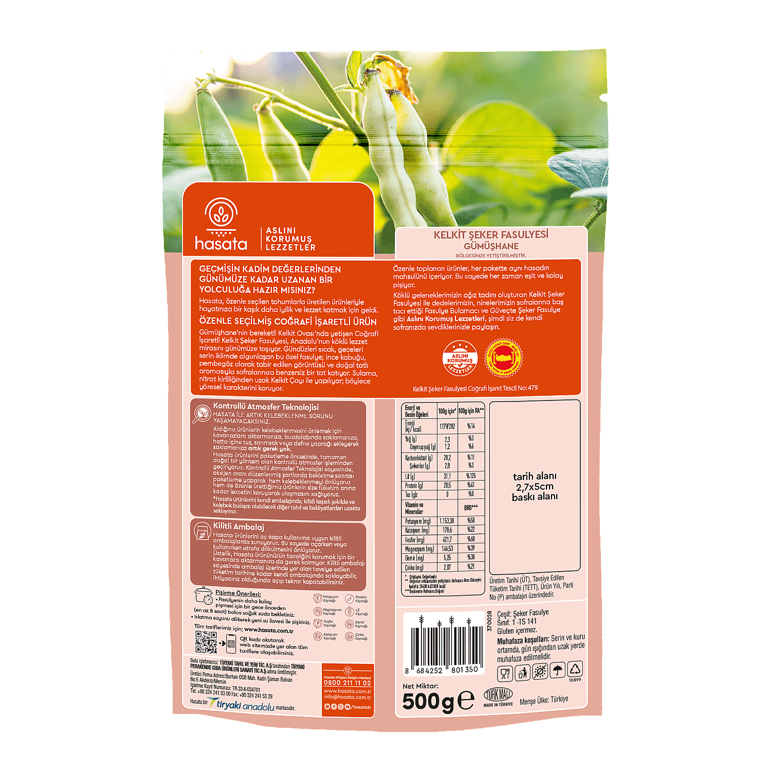 Hasata Gümüşhane Kelkit Şeker Fasulyesi 500 g - 5