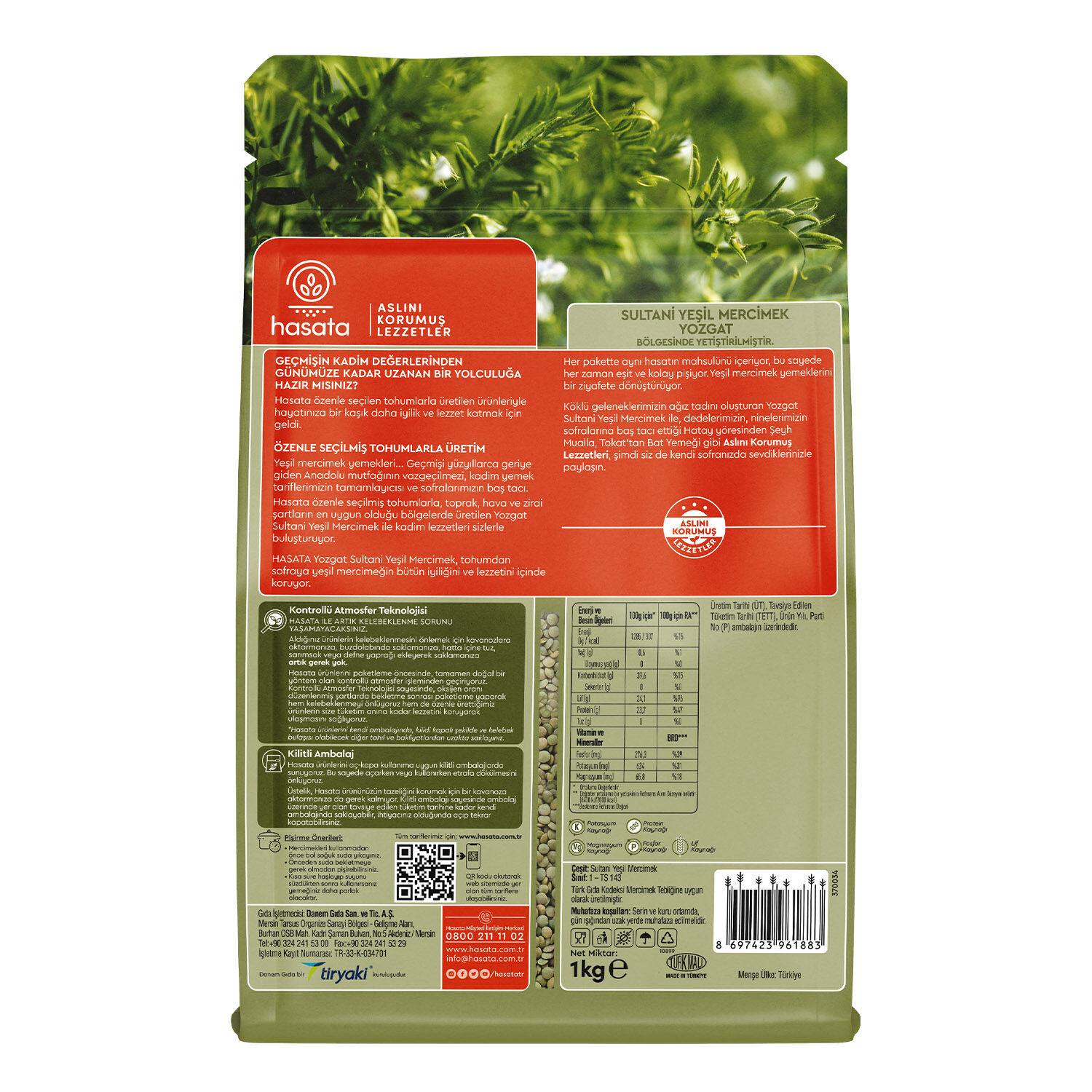 Hasata Yozgat Sultani Green Lentils 1 KG - 4